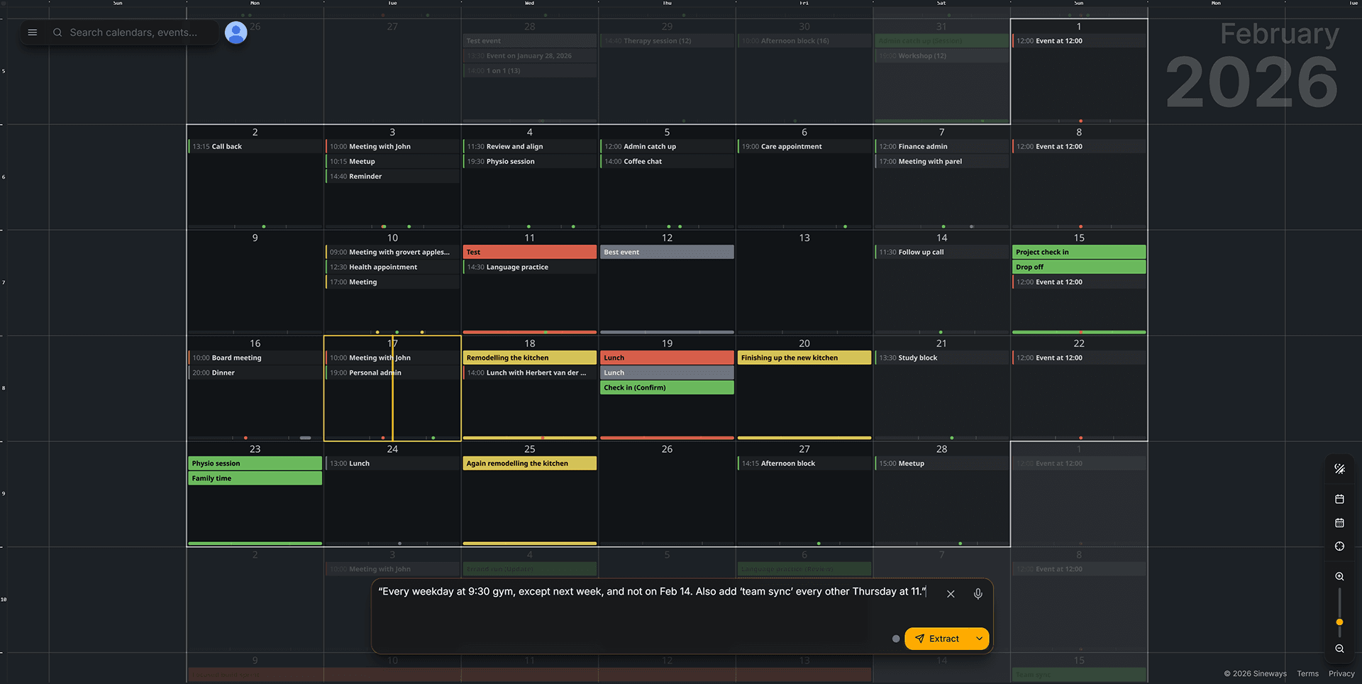 AnyMoment AI text extraction — natural language to events