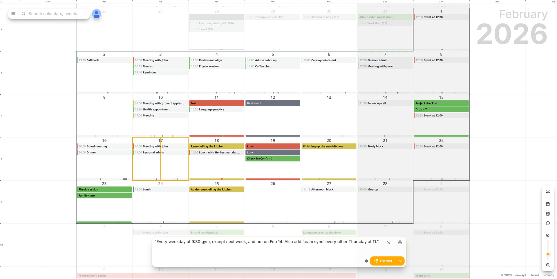 AnyMoment AI text extraction — natural language to events