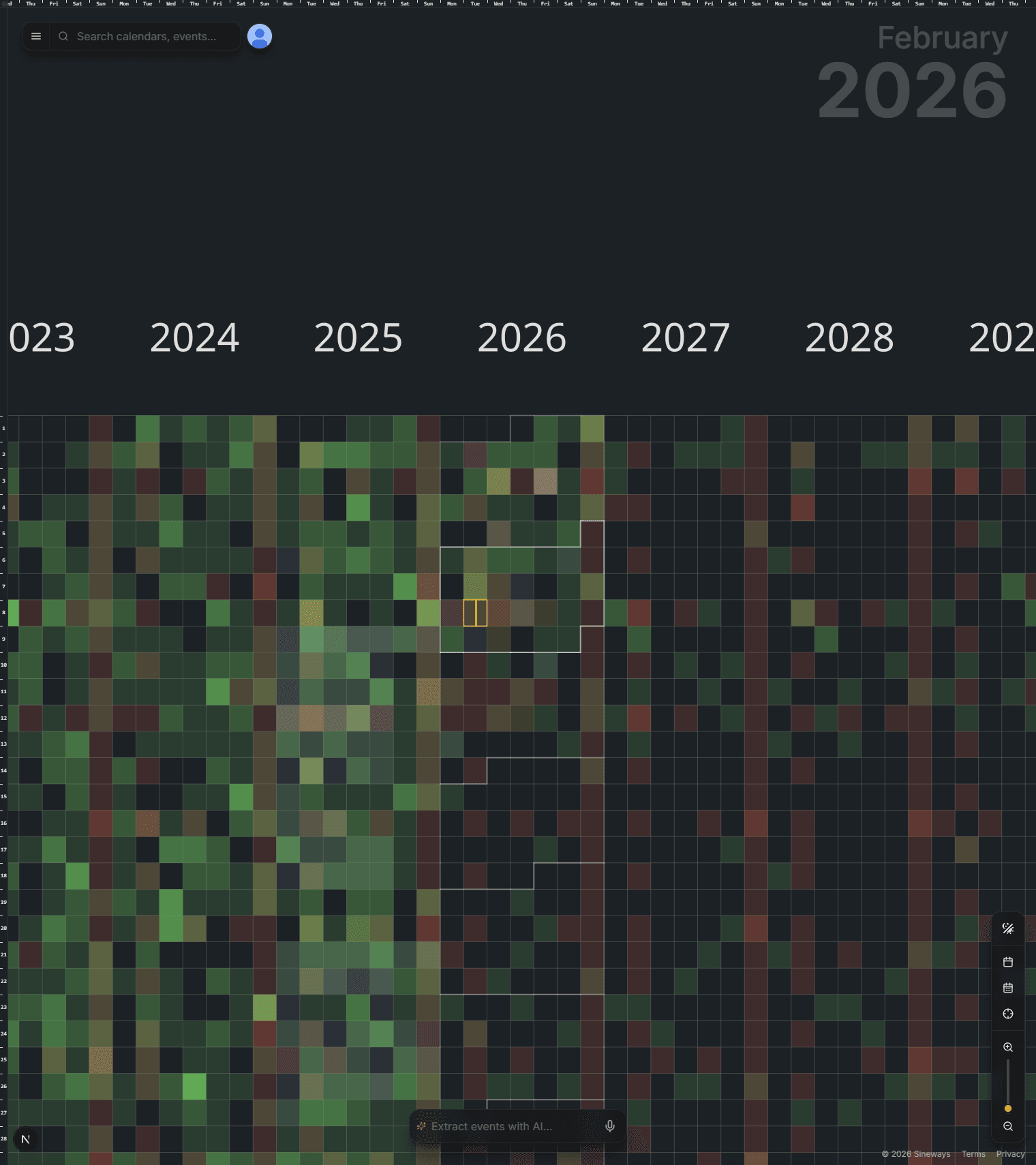 Explore your time map (zoom out, zoom in, find patterns)