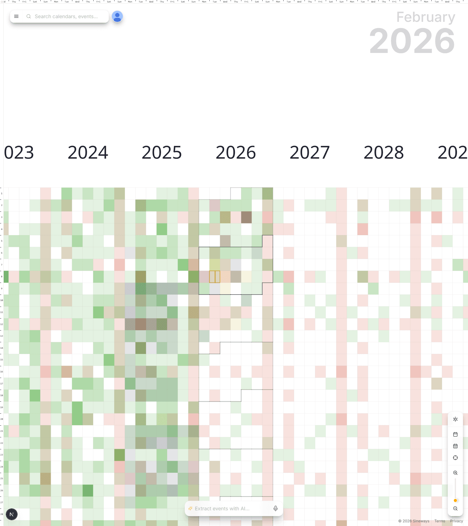 Explore your time map (zoom out, zoom in, find patterns)